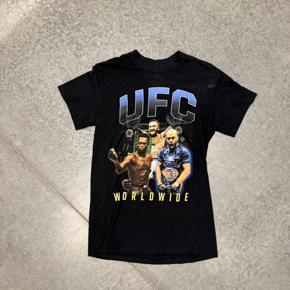 UFC‎ Worldwide Graphic T-Shirt Mens Small Black Conor McGregor Israel Adesanya